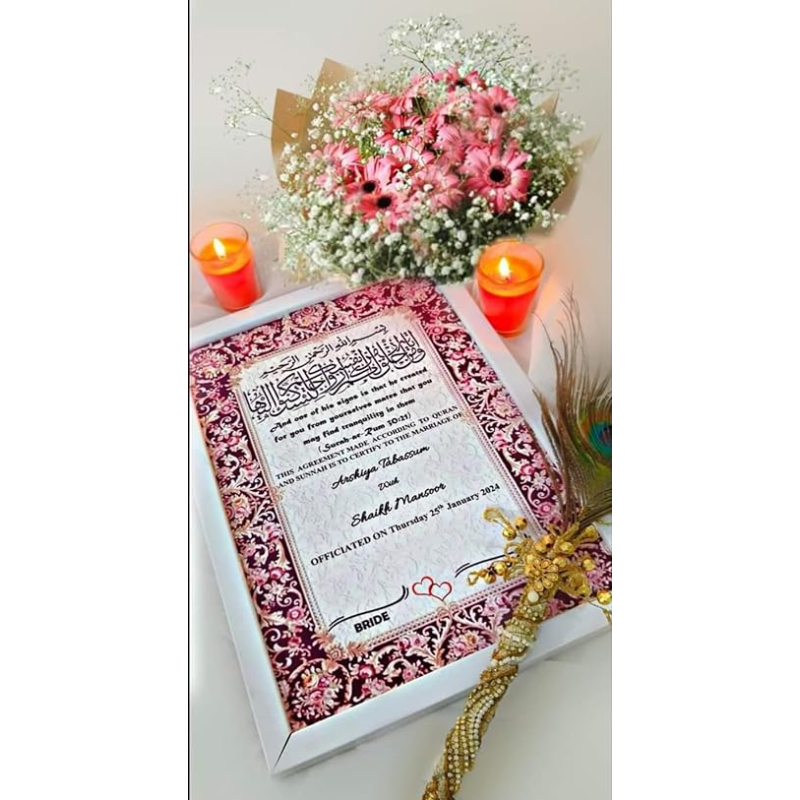Nikkah Nama With Frame | Premium Quality | White