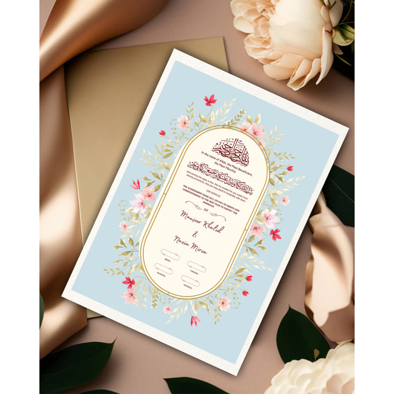 Nikkah Nama With Frame | Premium Quality | Blue