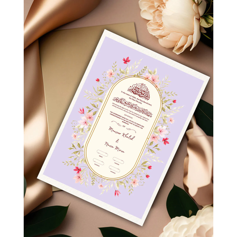 Nikkah Nama With Frame | Premium Quality | Purple