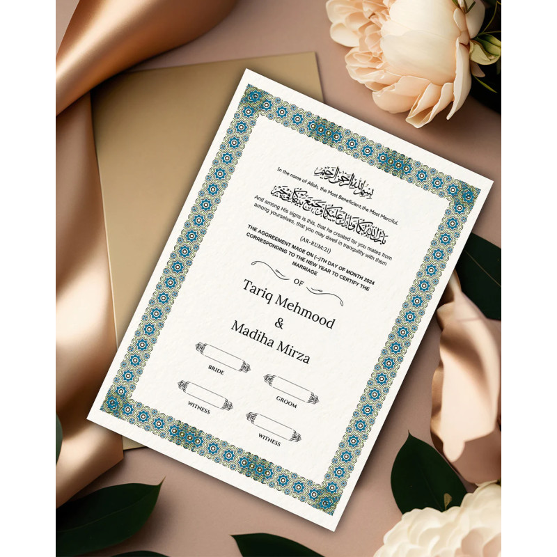 Nikkah Nama With Frame | Premium Quality |Green